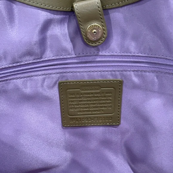 Coach Carly Tan and Cream Circle Pattern Tote - Picture 2 of 4